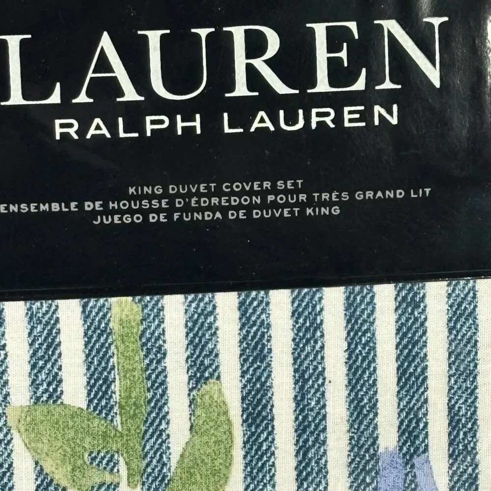 NWT Ralph Lauren “Maggie Floral Stripe” King Duvet Cover Set - $385 MSRP